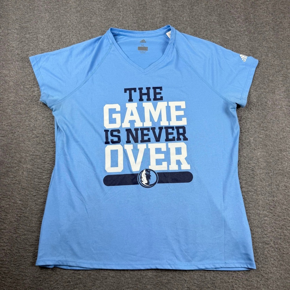 Adidas Dallas Mavericks Climalite TShirt Mens XL Blue The Game Is Never Over NBA